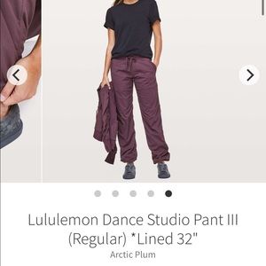 Lululemon dance studio pant III in arctic plum